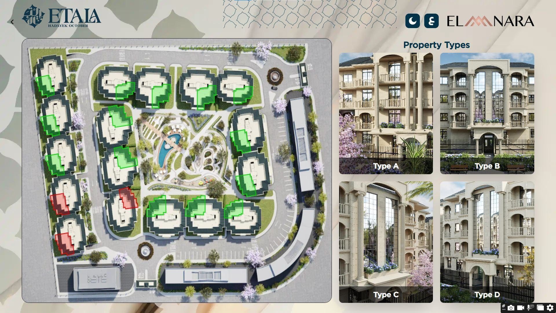 Etaia interactive masterplan with live unit availability and property types
